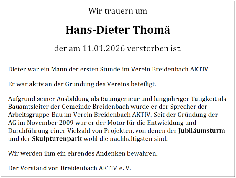 Nachruf Hans-Dieter Thomä (linksbündig)